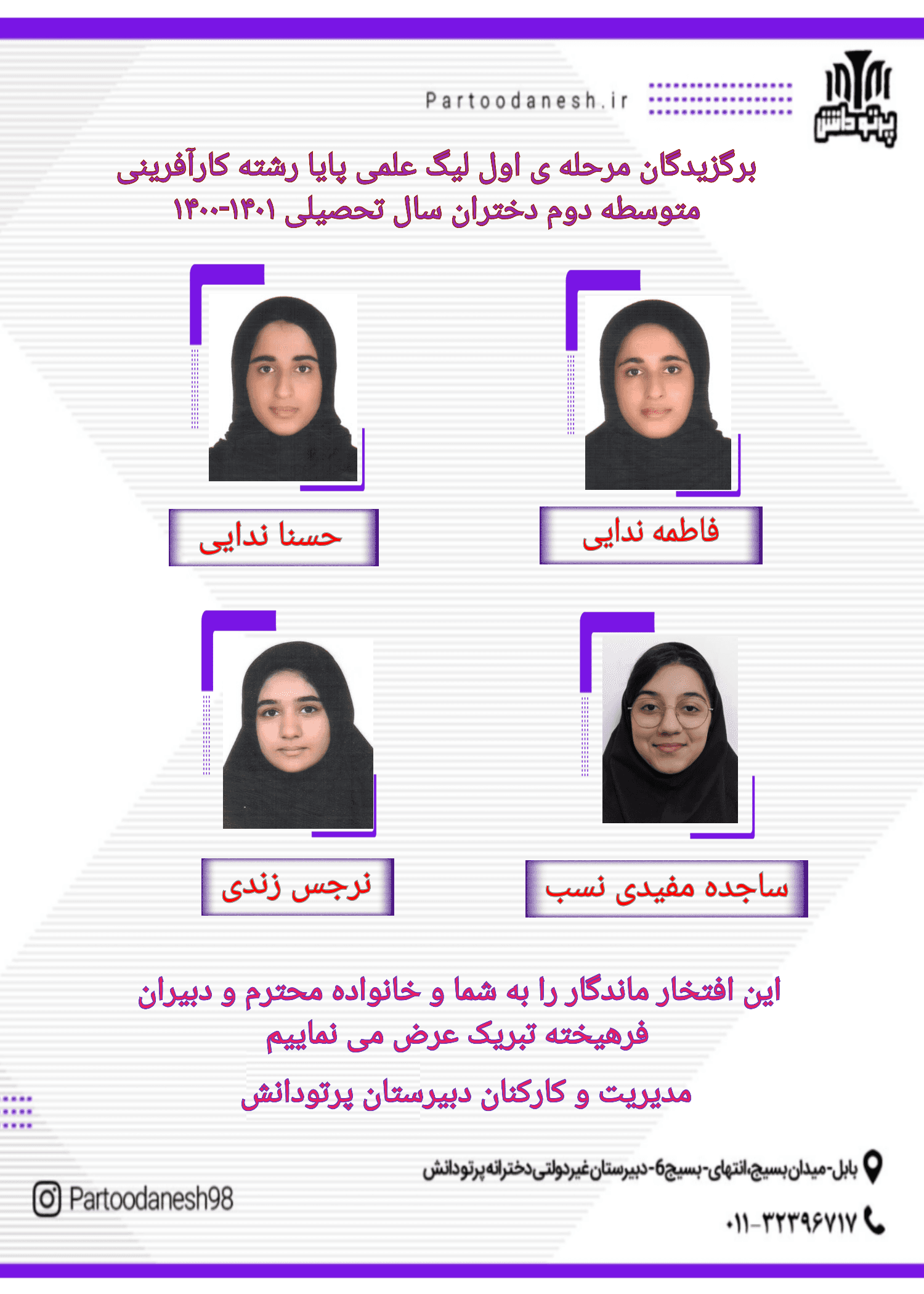 برگزیدگان مرحله ی اول لیگ علمی پایا کارآفرینی